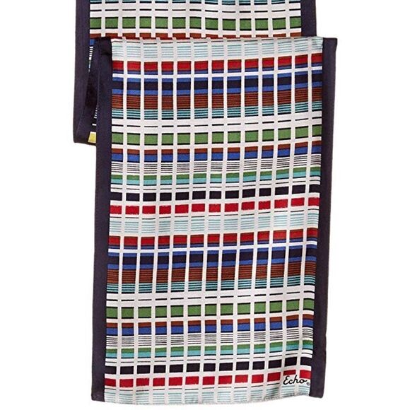 Echo Design Colorful Grid Silk Oblong Scarf (Navy) Scarves - Picture 2 of 2